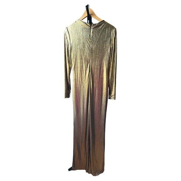 NWOT  leena for Mac Duggal Metallic Long Sleeve Gown - Picture 3 of 9